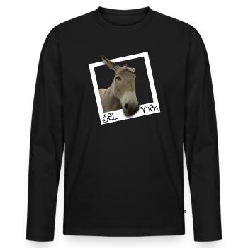 Selfie - Sel Vieh - Männer Premium Bio Langarmshirt - Schwarz - Vorne - Nico (187cm)