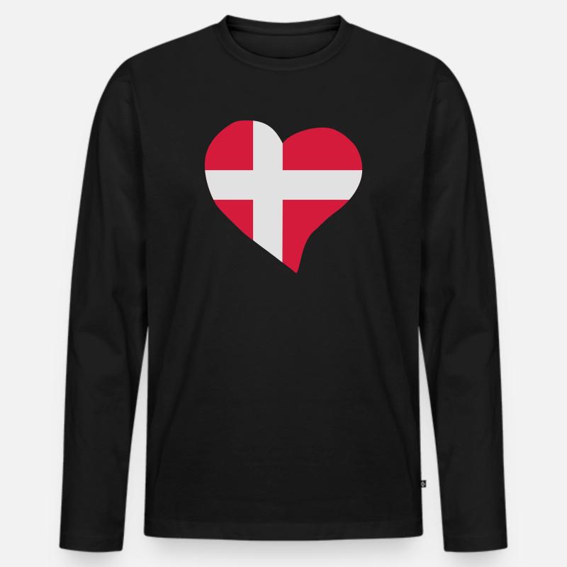 Danish Herz - Männer Premium Bio Langarmshirt - Schwarz