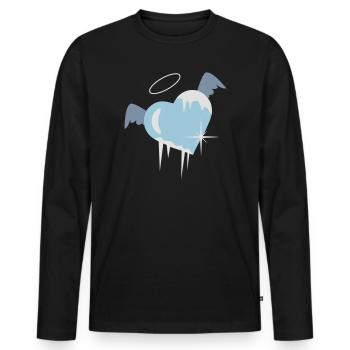 coeur froid avec une auréole, les ailes et glaçons - T-shirt manches longues Premium bio Homme - noir - Devant - Nico (187cm)
