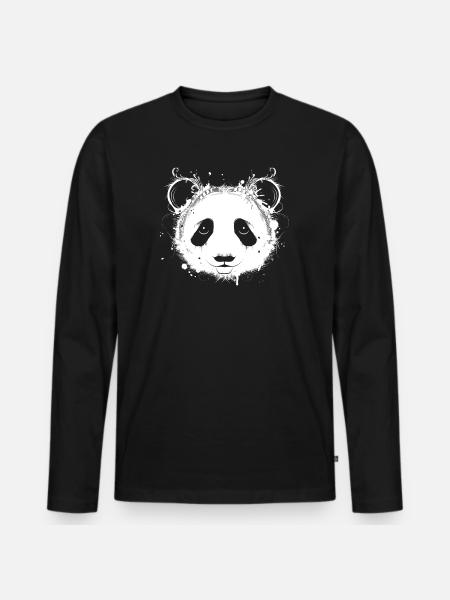 Tête de panda géant - T-shirt manches longues Premium bio Homme - noir