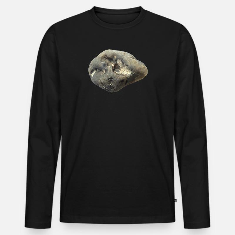 Stein - Männer Premium Bio Langarmshirt - Schwarz