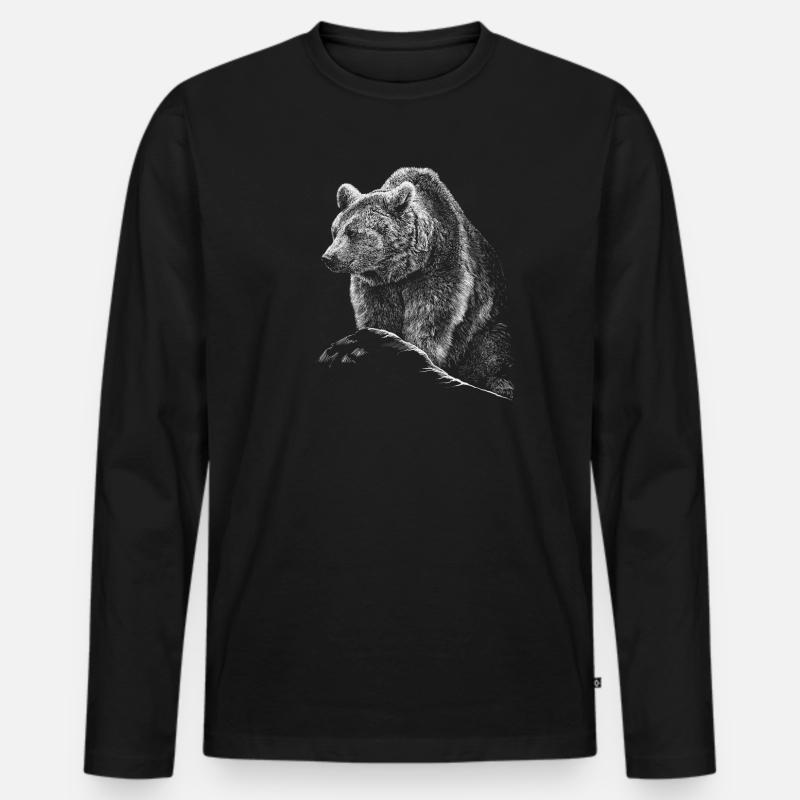 Bär - Männer Premium Bio Langarmshirt - Schwarz