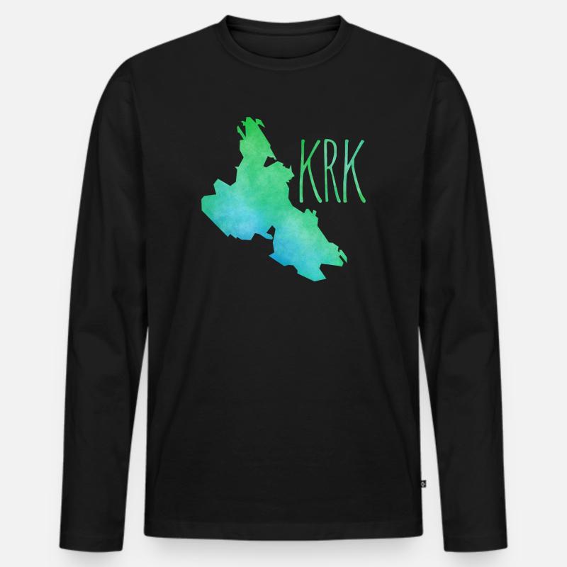Krk - Männer Premium Bio Langarmshirt - Schwarz