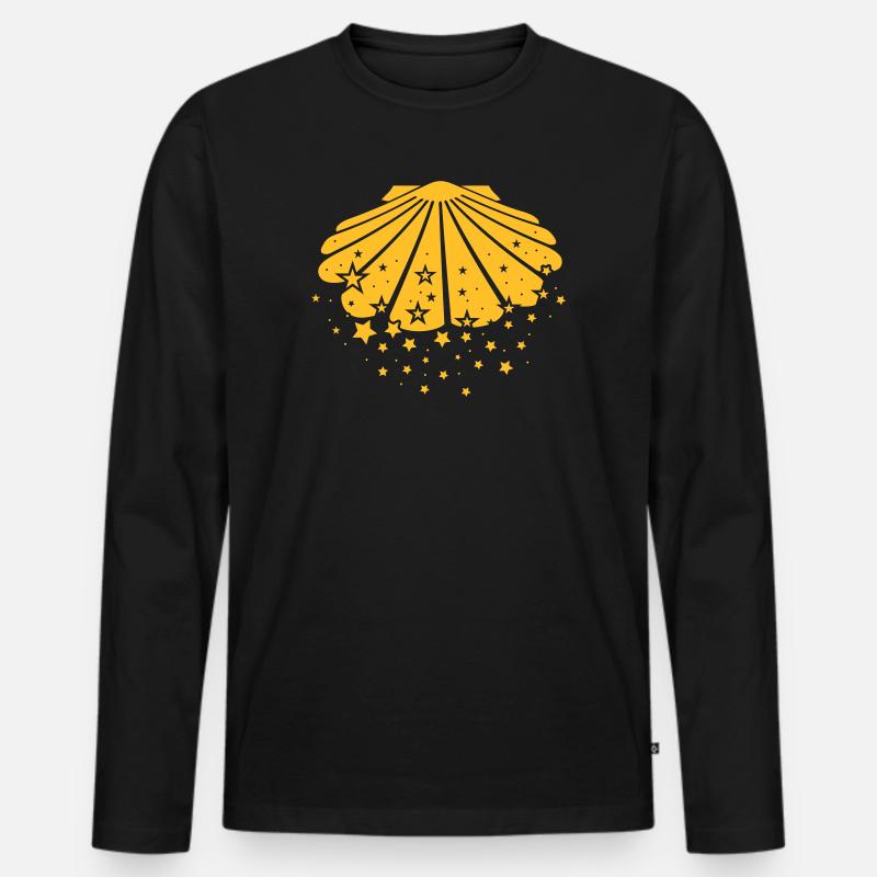 Compostela - Jakobsmuschel - Männer Premium Bio Langarmshirt - Schwarz
