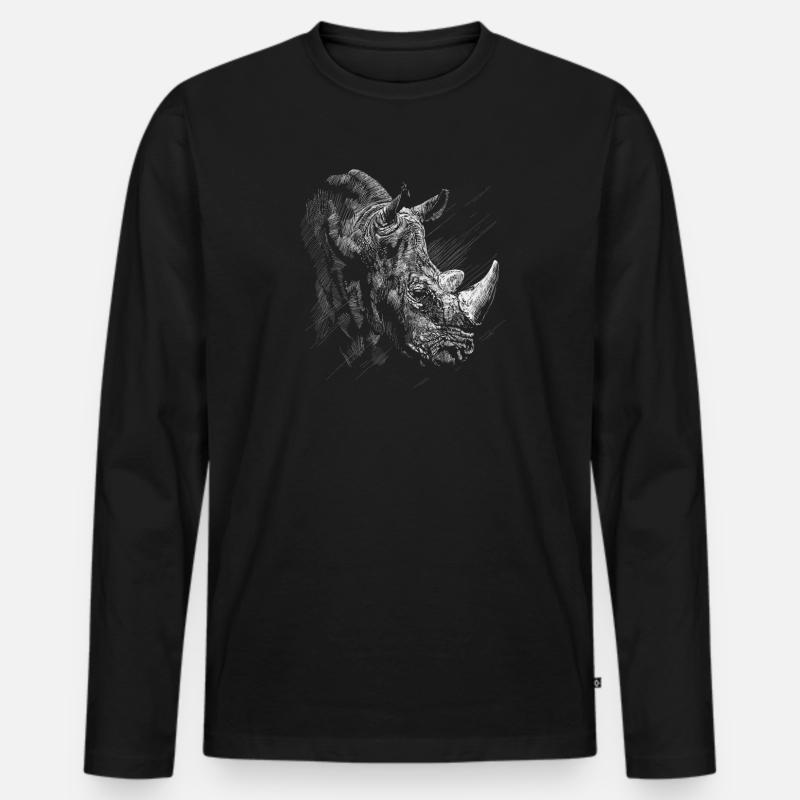 Nashorn - Männer Premium Bio Langarmshirt - Schwarz