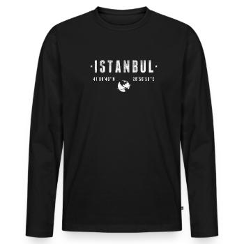 Istanbul - Men's Premium Organic Long Sleeve Shirt - black - Front - Nico (187cm)