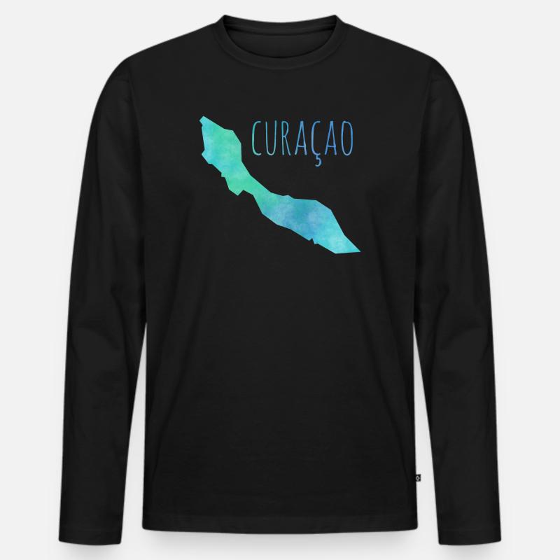Curacao - Männer Premium Bio Langarmshirt - Schwarz