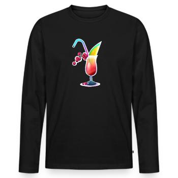 Tropischer Farbcocktail - Männer Premium Bio Langarmshirt - Schwarz - Vorne - Nico (187cm)