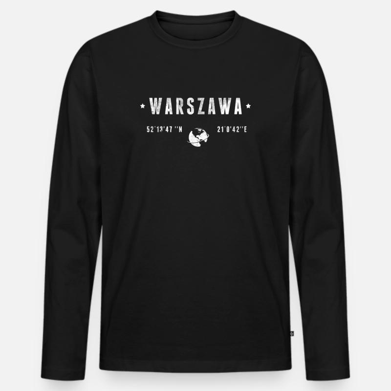 Warszawa - Männer Premium Bio Langarmshirt - Schwarz