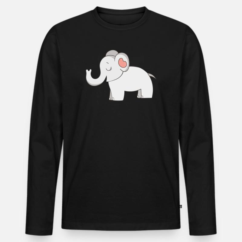 Elefant - Männer Premium Bio Langarmshirt - Schwarz