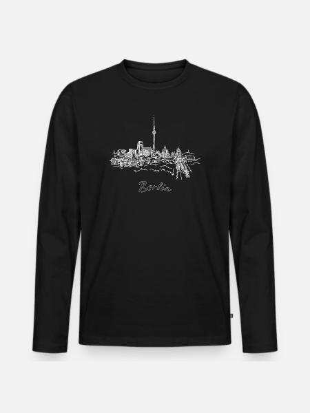 Berlin Skyline Stadtbild Deutschland Berlin Wahrzeichen - Männer Premium Bio Langarmshirt - Schwarz