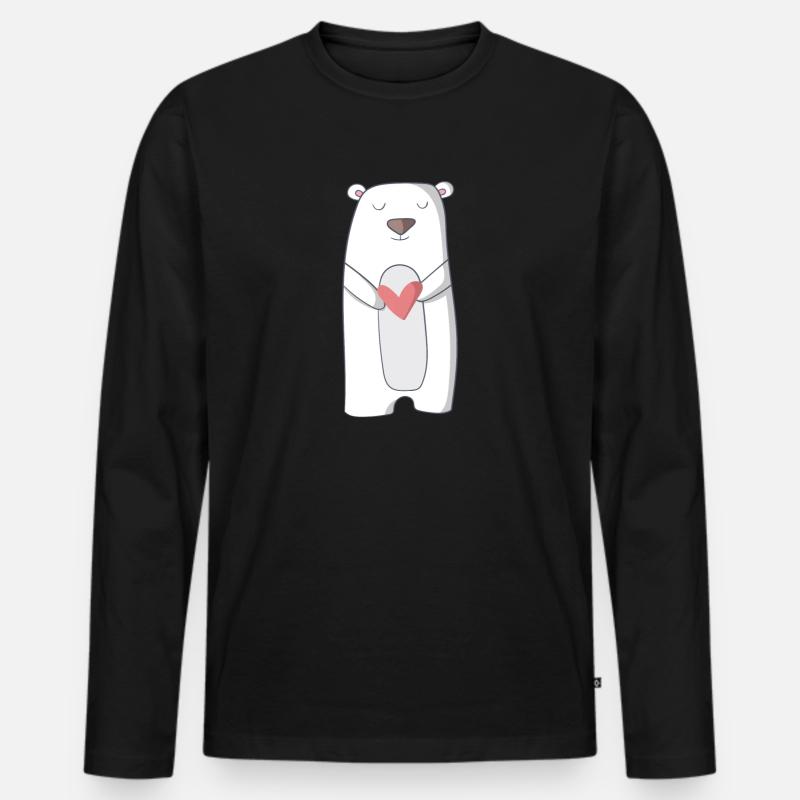 Eisbär - Männer Premium Bio Langarmshirt - Schwarz