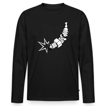 Spark plug comic with face - Men's Premium Organic Long Sleeve Shirt - black - Front - Nico (187cm)