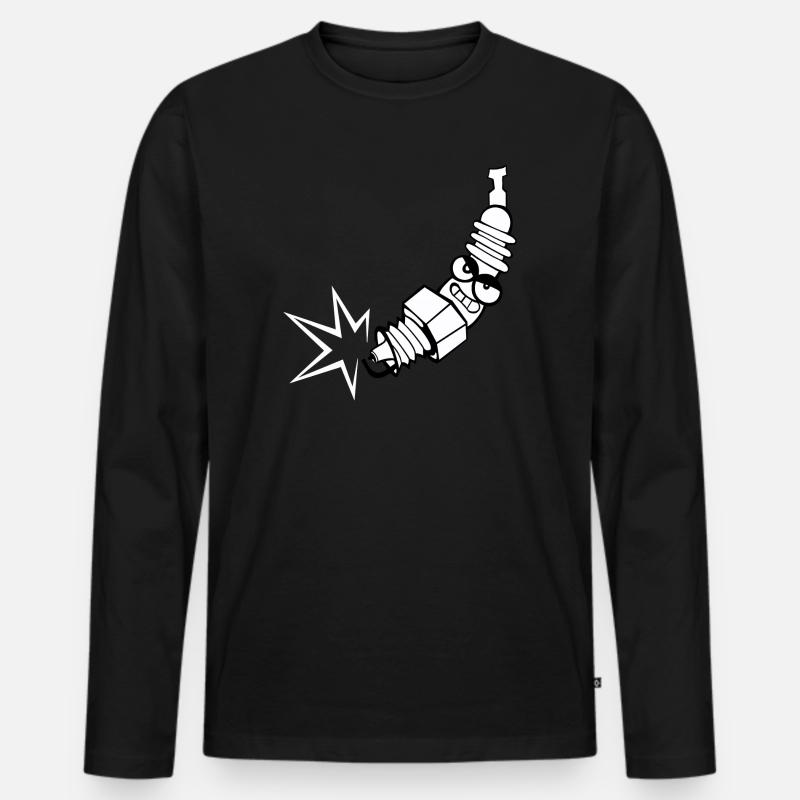 Zündkerze Comic mit Gesicht - Männer Premium Bio Langarmshirt - Schwarz
