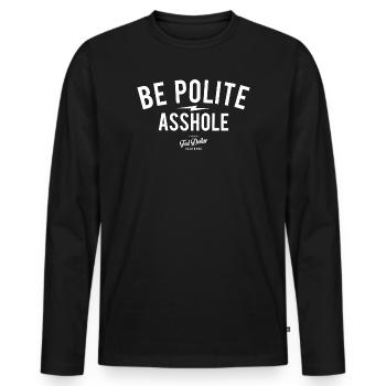 Slogan provocateur en typographie bold - T-shirt manches longues Premium bio Homme - noir - Devant - Nico (187cm)