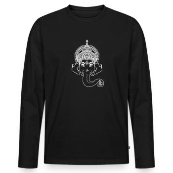 ganesha Elefant Yoga Hindu india Mandala Namaste - T-shirt manches longues Premium bio Homme - noir - Devant - Nico (187cm)