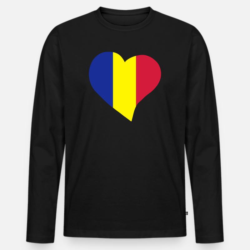 Rumänischer Herz - Männer Premium Bio Langarmshirt - Schwarz