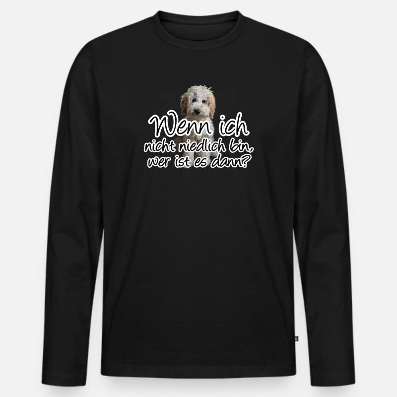 Niedlicher Hund - Tiere, Fun, Sprüche, Geschenk - Männer Premium Bio Langarmshirt - Schwarz