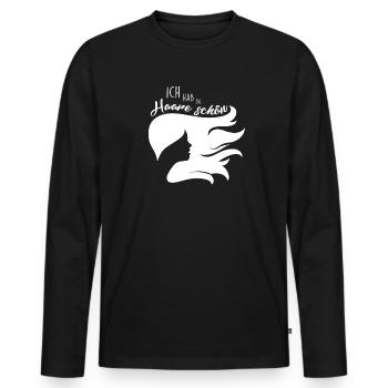 Ich habe die Haare schön - Haarmähne - Männer Premium Bio Langarmshirt - Schwarz - Vorne - Nico (187cm)