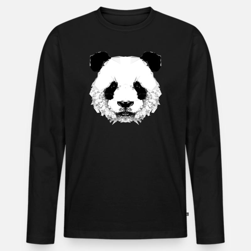 Geometrischer Panda - Männer Premium Bio Langarmshirt - Schwarz