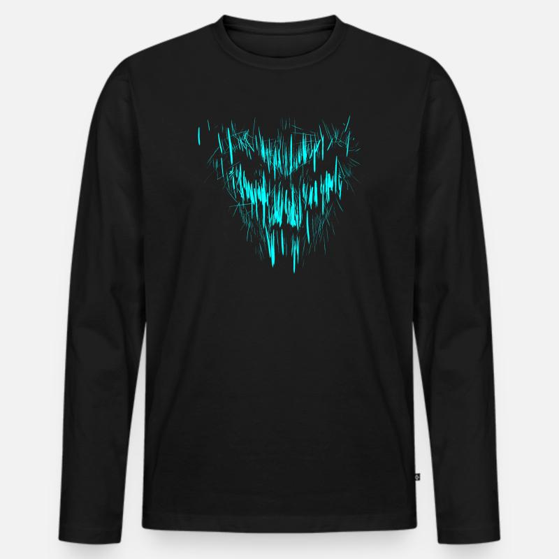 Türkiser Totenkopf - Männer Premium Bio Langarmshirt - Schwarz