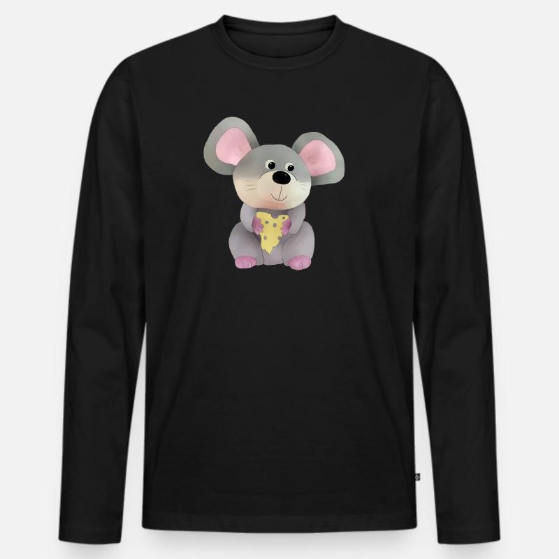 Maus mit Käse - Männer Premium Bio Langarmshirt - Schwarz