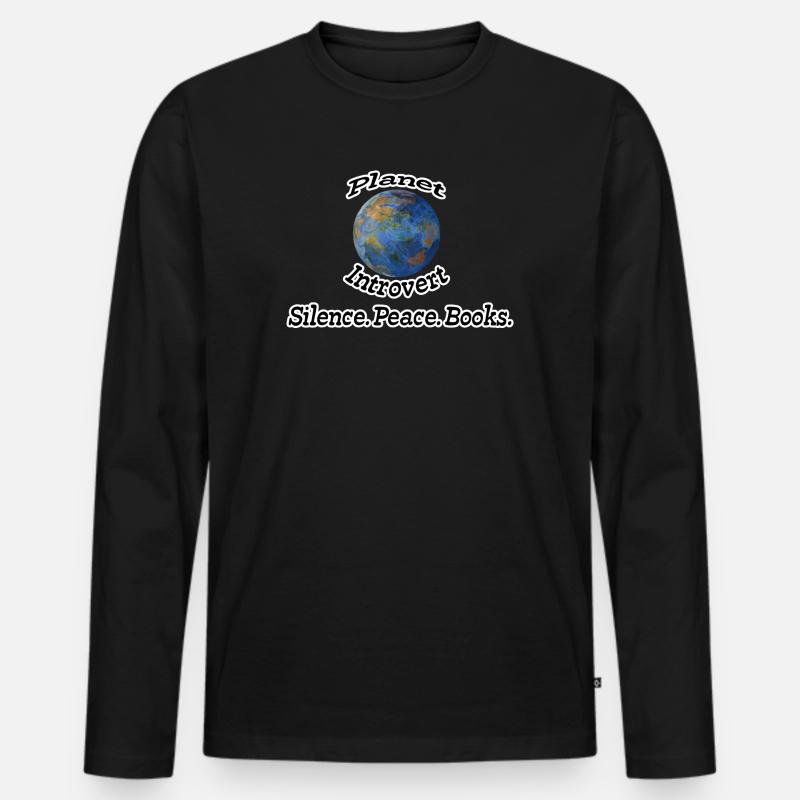 Planet Introvert Nerd, Fun, Geschenk Sprüche, Buch - Männer Premium Bio Langarmshirt - Schwarz