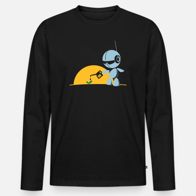 robot flower - Männer Premium Bio Langarmshirt - Schwarz