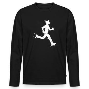 Running man - running man - marathon - Men's Premium Organic Long Sleeve Shirt - black - Front - Nico (187cm)