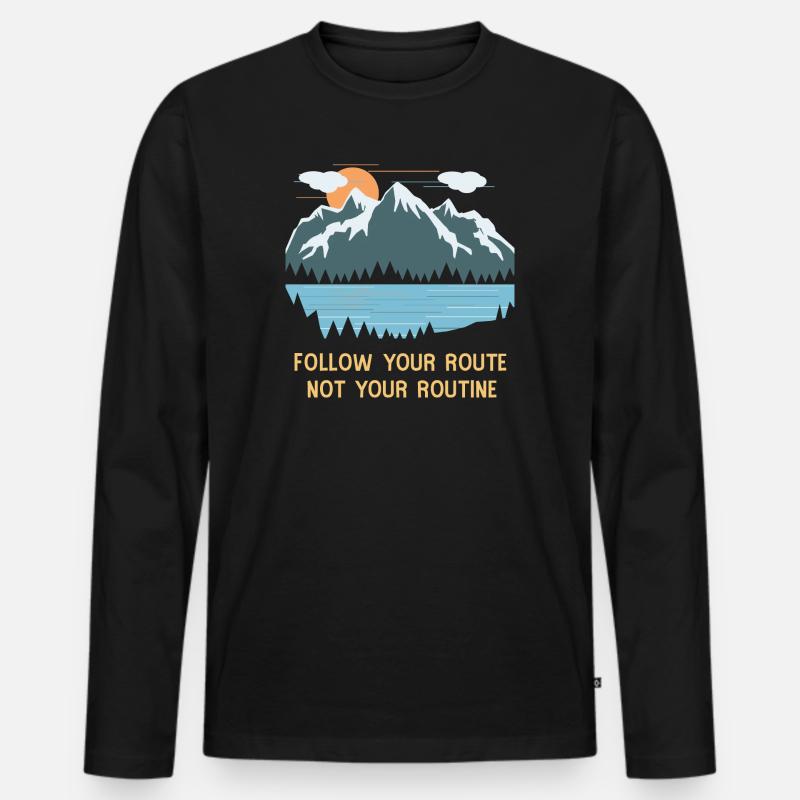 Berge - Männer Premium Bio Langarmshirt - Schwarz