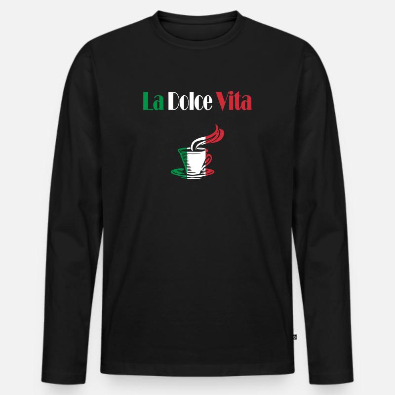 La Dolce Vita kaffee - Männer Premium Bio Langarmshirt - Schwarz