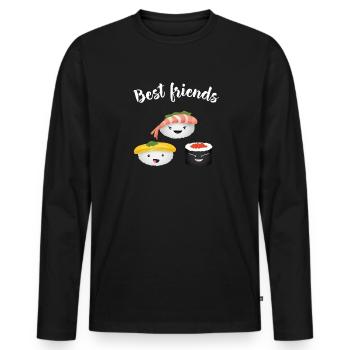 Emo Sushi Meilleurs amis Japon Manga Cosplay Nourriture - T-shirt manches longues Premium bio Homme - noir - Devant - Nico (187cm)