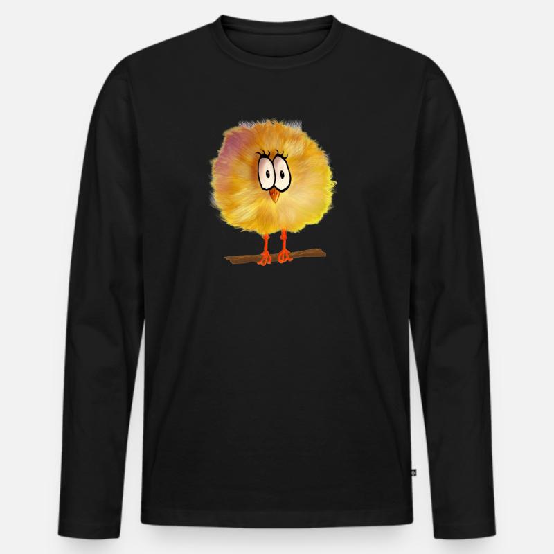 komischer Vogel - Männer Premium Bio Langarmshirt - Schwarz