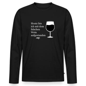 Lustig,Fun,Spaß,Freude,Lustige Sprüche,Fun Sprüche - Männer Premium Bio Langarmshirt - Schwarz - Vorne - Nico (187cm)