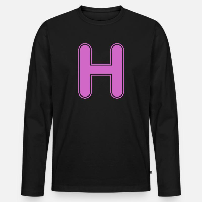 H Buchstabe Alphabet Name Buchstabieren Geschenk - Männer Premium Bio Langarmshirt - Schwarz