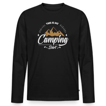 This is my camping shirt - Men's Premium Organic Long Sleeve Shirt - black - Front - Nico (187cm)