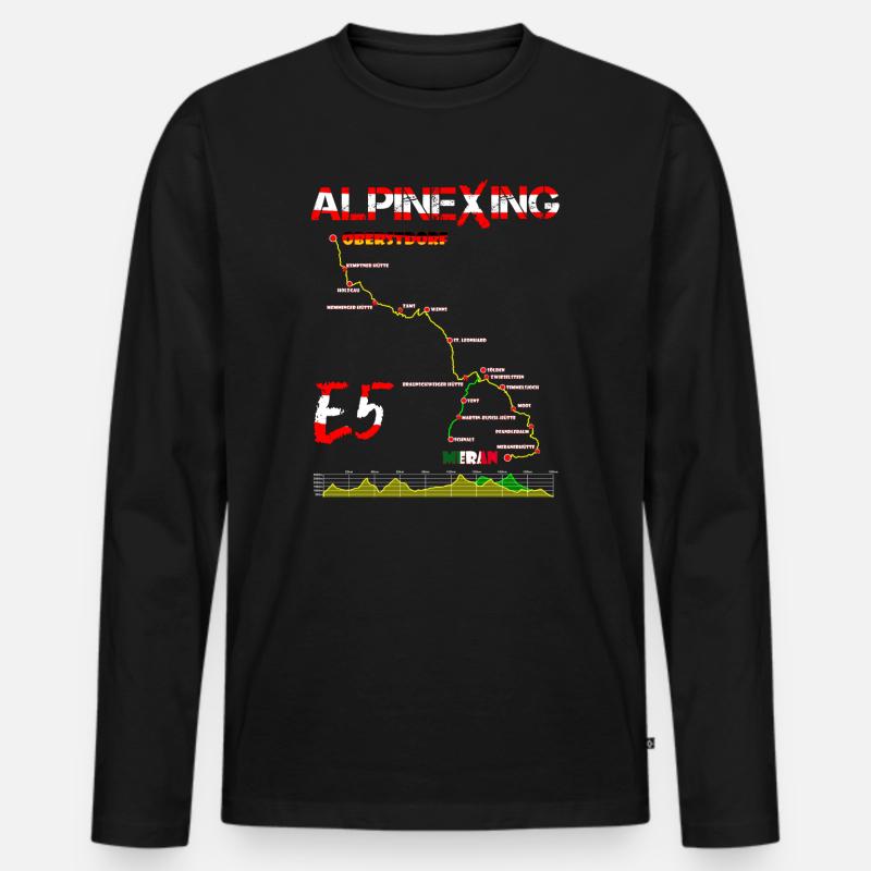 E5 Oberstdorf Meran - Männer Premium Bio Langarmshirt - Schwarz