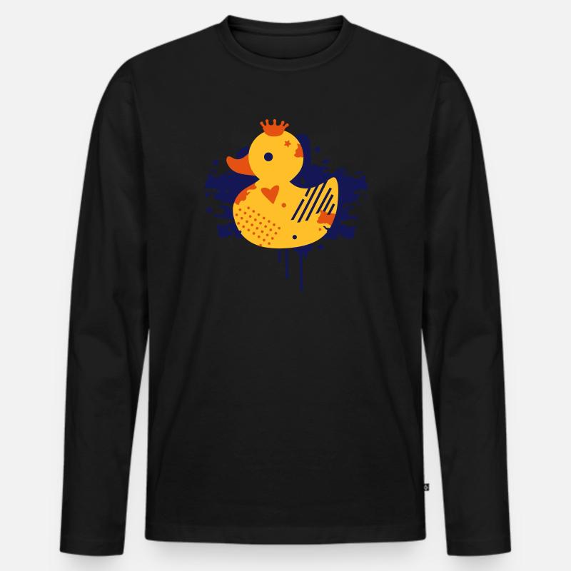 Ente mit Krone Graffiti - Männer Premium Bio Langarmshirt - Schwarz