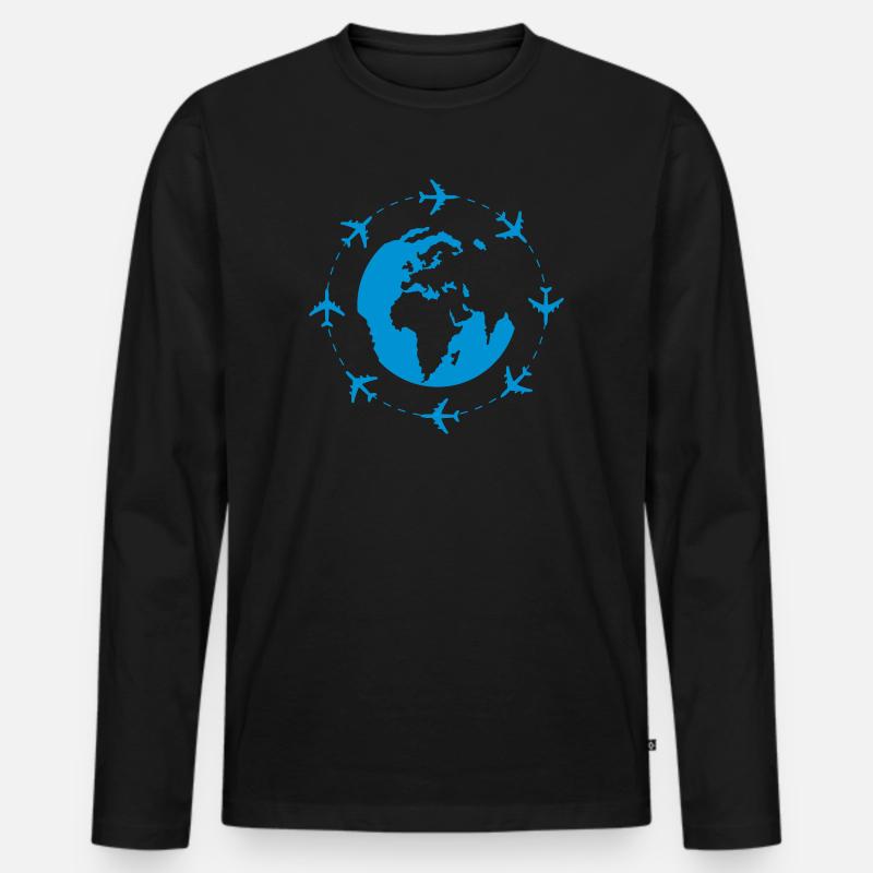 weltreise - Männer Premium Bio Langarmshirt - Schwarz