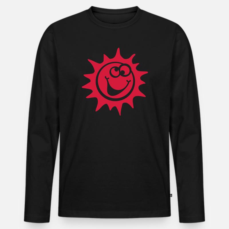 sonne smiley 1c - Männer Premium Bio Langarmshirt - Schwarz