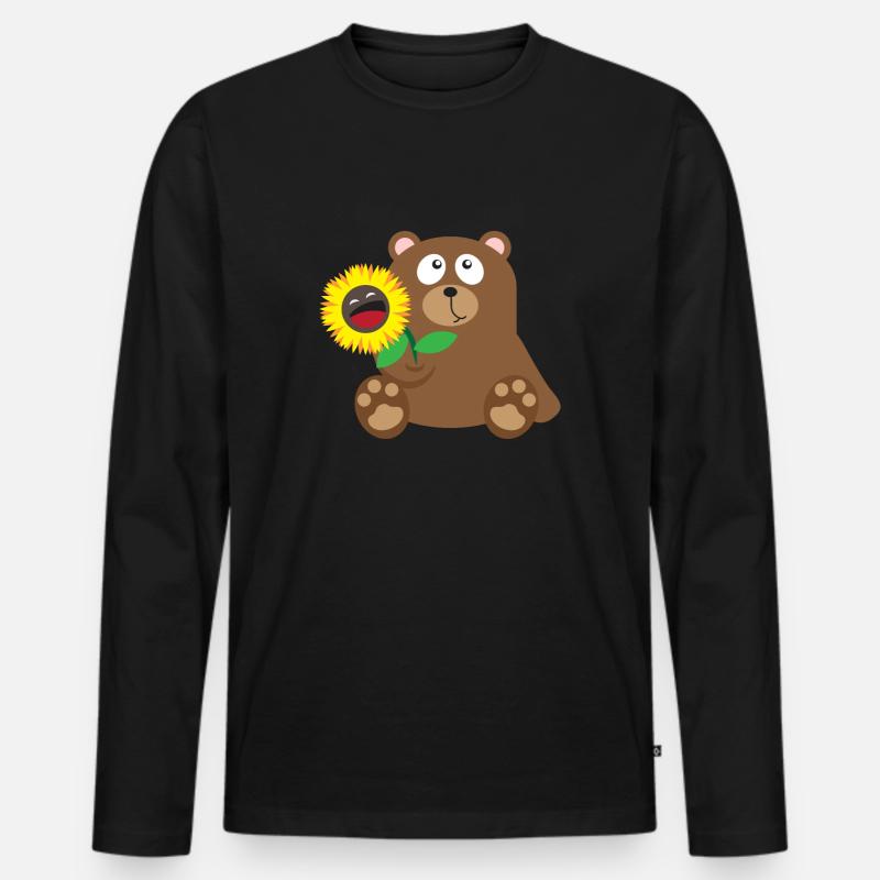 33 bear sunflower - Männer Premium Bio Langarmshirt - Schwarz