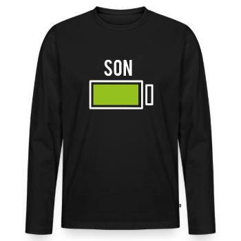 Sohn Partnerlook Partner Bro Batterie Akku Familie - Männer Premium Bio Langarmshirt - Schwarz - Vorne - Nico (187cm)