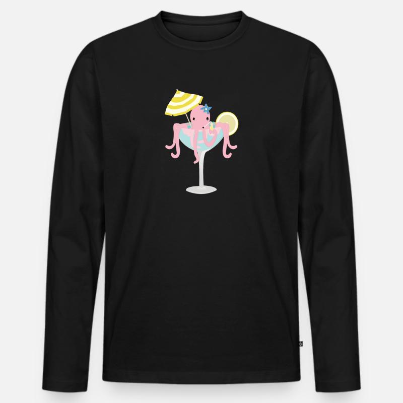 Oktopus - Männer Premium Bio Langarmshirt - Schwarz