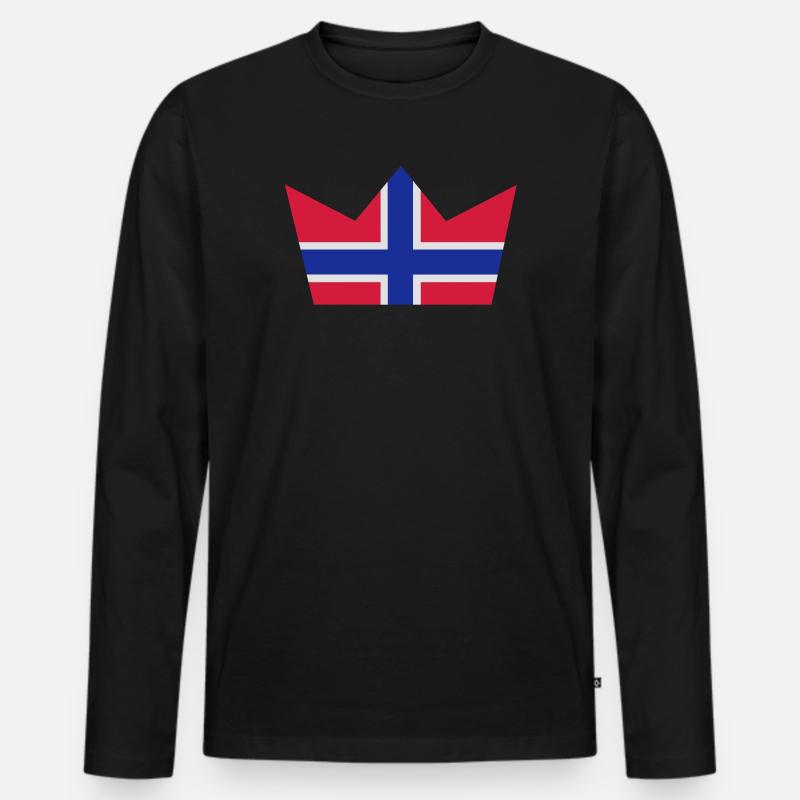 Norwegische Krone - Männer Premium Bio Langarmshirt - Schwarz