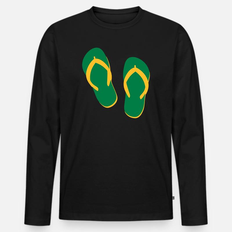 Sommer Flip Flops – Beach & Urlaub Vibes - Männer Premium Bio Langarmshirt - Schwarz