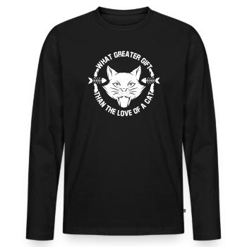 Chat chaton miaou chat domestique oeil de chat - T-shirt manches longues Premium bio Homme - noir - Devant - Nico (187cm)