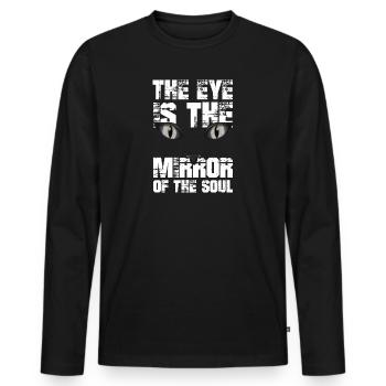 Chat chaton miaou chat domestique oeil de chat - T-shirt manches longues Premium bio Homme - noir - Devant - Nico (187cm)