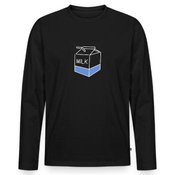 milk - Men's Premium Organic Long Sleeve Shirt - black - Front - Nico (187cm)