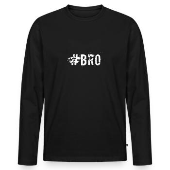#BRO Distressed Stamp - Men's Premium Organic Long Sleeve Shirt - black - Front - Nico (187cm)