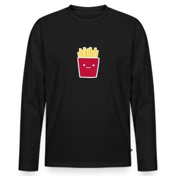 français - T-shirt manches longues Premium bio Homme - noir - Devant - Nico (187cm)